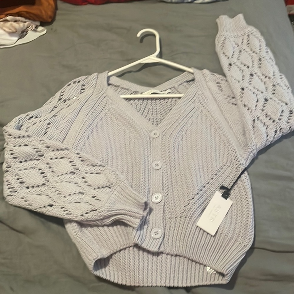 Astr the lane lavender bottom up cardigan knit button up ; new with tag